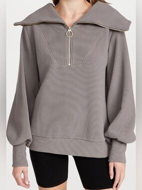 Varley Vine ribbed jersey half-zip sweatshirt